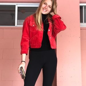Red Brandy Melville Corduroy Jacket